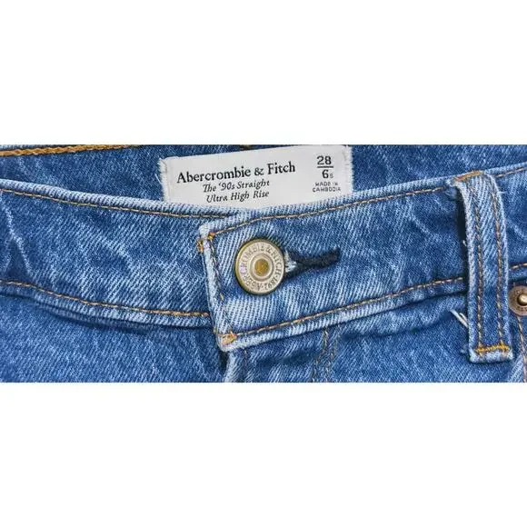 Abercrombie & Fitch 90s Ultra High Rise Straight Jeans Size 6 Short Retro Y2K - Picture 5 of 6